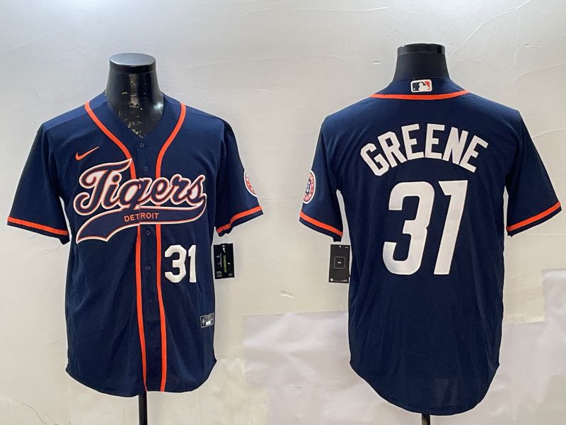 Men Detroit Tigers 31 Greene Blue Joint Name 2025 Nike MLB Jersey style 3